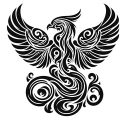 Obraz premium AI Generate of Phoenix Shape in Maori Art style isolated in white