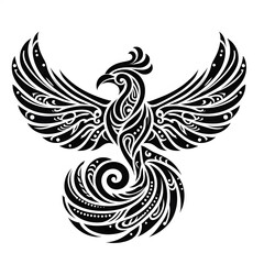 Obraz premium AI Generate of Phoenix Shape in Maori Art style isolated in white