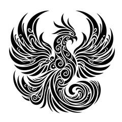 Fototapeta premium AI Generate of Phoenix Shape in Maori Art style isolated in white