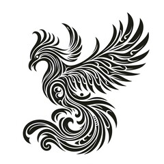 Fototapeta premium AI Generate of Phoenix Shape in Maori Art style isolated in white