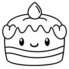 Minimalist Cake Outline Vector Art