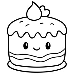 Minimalist Cake Outline Vector Art