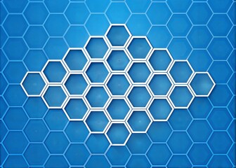 Fototapeta premium Honeycomb Pattern on Blue Background, Abstract Geometric Design