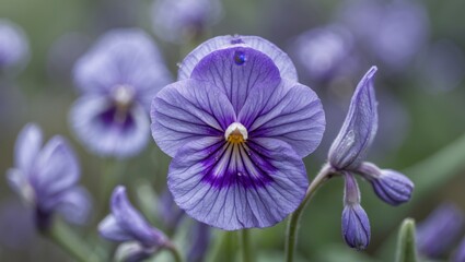 Macro shot of vibrant violet wildflower in bloom