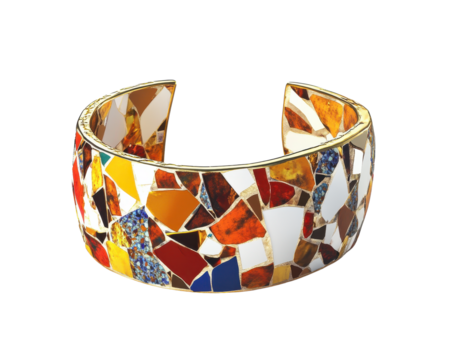Colorful mosaic bracelet on white isolate background.