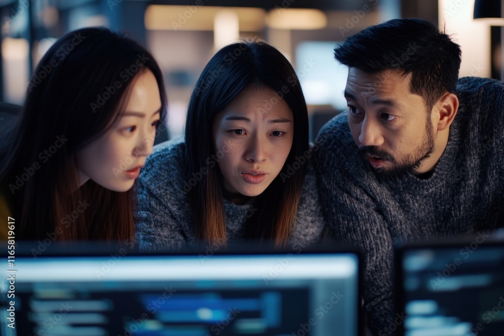 Poster team members engage in lively discussion while working on an artificial intelligence project in a we