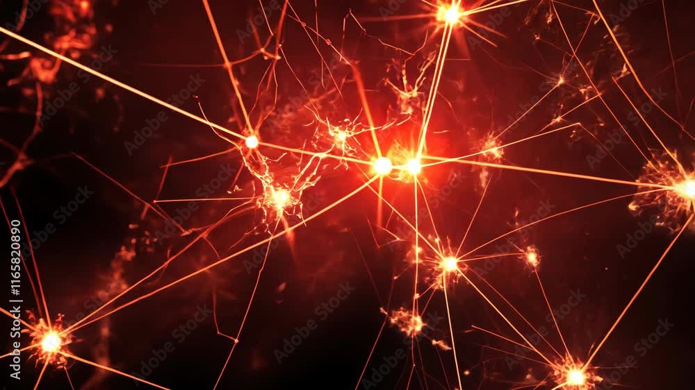 Aufkleber bright illuminated network of connections showing data flow within a digital environment at night