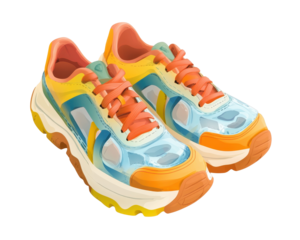 Colorful sneakers on a white isolated background.