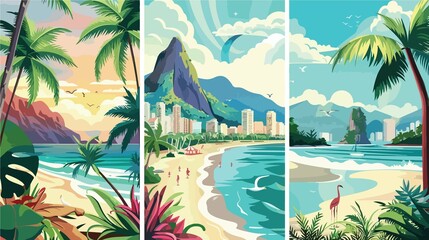 Obraz premium Exotic Travel Destinations: Three Tourist Backgrounds Ideal for Adventure and Exploration