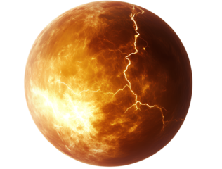  Giant planet Venus, an orange-colored world with a lightning-like texture on a transparent background
