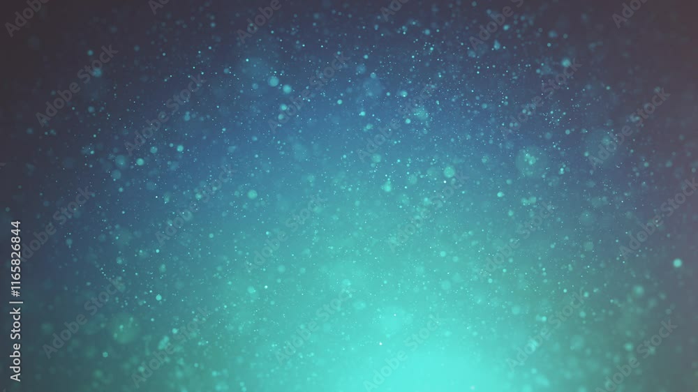 Poster aquatic particles in fluid space background/ animation of an abstract background with floating parti