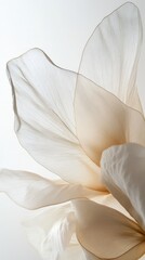 Delicate Dried Leaves: A Study in Translucent Beauty and Organic Texture. A Minimalist Floral Still Life with Soft Beige and White Tones.