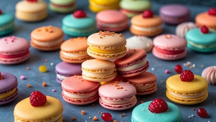 Sweet colorful macaroons with space for copy
