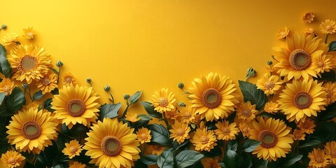 sunflower and mini sunflowers on background