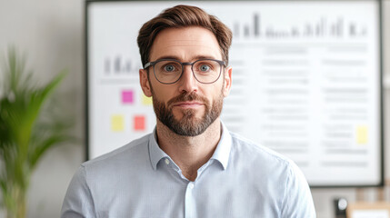 Leadership focus business professional portrait in contemporary office