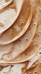 A Delicate Dance of Creamy Coffee Foam: A Stunning Close-up of a Latte's Exquisite Texture