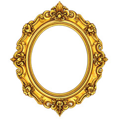 A Gilded Ornate Frame, a Canvas for Timeless Elegance on a White or Clear Surface PNG Transparent Background.