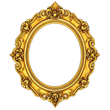 A Gilded Ornate Frame, a Canvas for Timeless Elegance on a White or Clear Surface PNG Transparent Background.