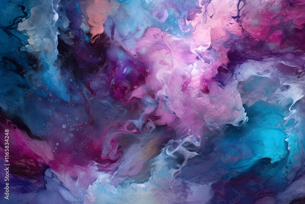 Poster vibrant abstract art with swirling colors and dynamic patterns