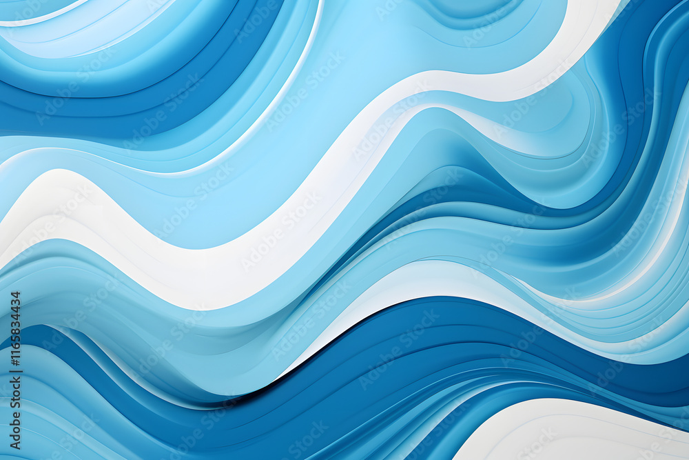 Poster abstract blue waves create a fluid and serene background design