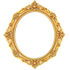 A Gilded Ornate Frame, a Canvas for Timeless Elegance on a White or Clear Surface PNG Transparent Background.