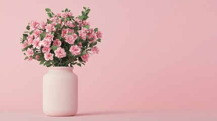 Obraz premium Valentine's Day Pink Flowers in Vase Pastel Home Decor Spring Bloom Minimalist Still Life