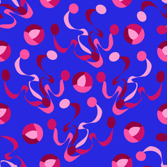 Vector - abstract elements, balloons and lines seamless pattern.