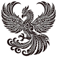 AI Generate of Phoenix Shape in Samoan Art style isolated in white