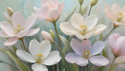 Fototapeta premium Pastel Dream: A Bouquet of Delicate Spring Blossoms