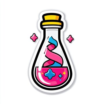 Colorful Potion Bottle with Swirling Liquid Inside