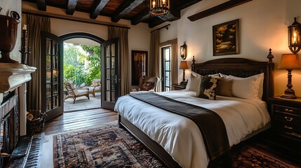 Luxury Bedroom with Garden View and a Large Bed
