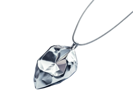 Elegant crystal pendant on a silver chain with a refined design.