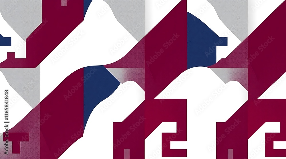 Aufkleber abstract geometric pattern: bold, geometric shapes in shades of burgundy, gray, and blue create a ca