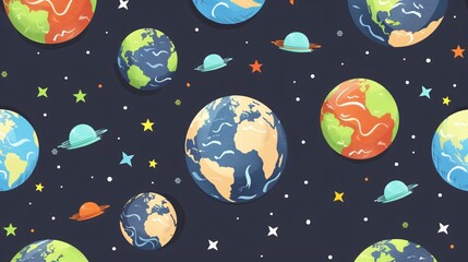Hand Drawn Cute Planet Earth on World Earth Day in Various Styles