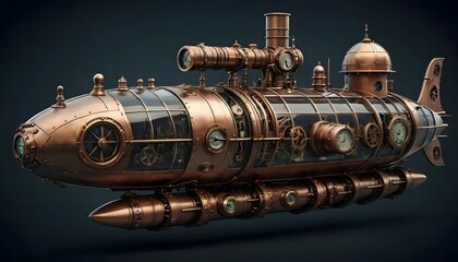 Fototapeta premium Steampunk Submarine: A Masterpiece of Victorian-Era Engineering