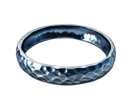 Elegant silver ring with a hammered texture, isolated on a white background.