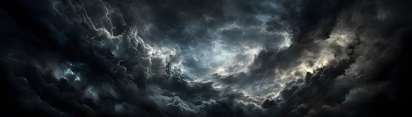 Obraz premium Dark Storm Clouds Swirling With Lightning Flashes