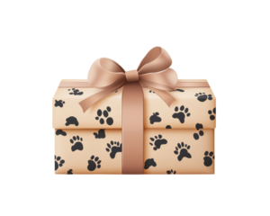 Gift box with paw print design, perfect for pet lovers, white isolate background