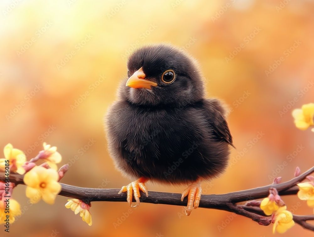Poster capture the essence of spring with a delightful image featuring a seasonal yellow chick perched on a