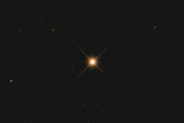 The Aldebaran (alpha Tauri) star in Taurus constellation, taken with amateur telescope.