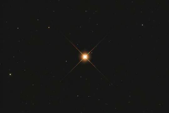 The Aldebaran (alpha Tauri) star in Taurus constellation, taken with amateur telescope.