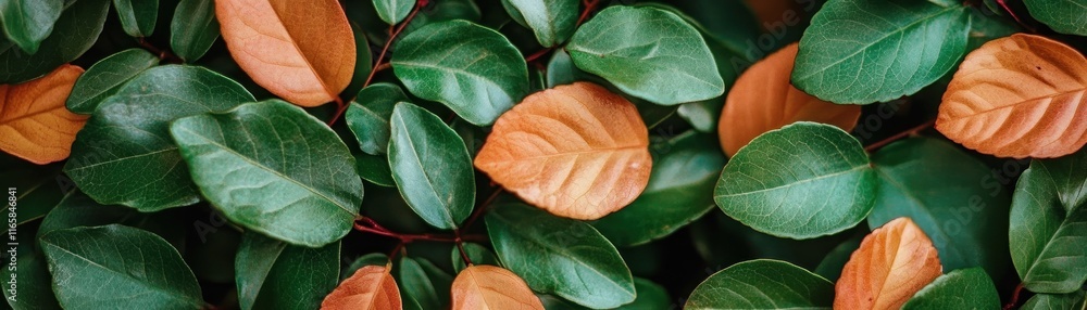 Poster capture the warmth of nature with this close-up featuring vibrant green leaves interspersed with hue