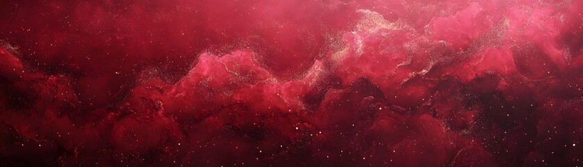 Obraz premium Crimson Nebula Gold Dust Cosmic Abstract Art