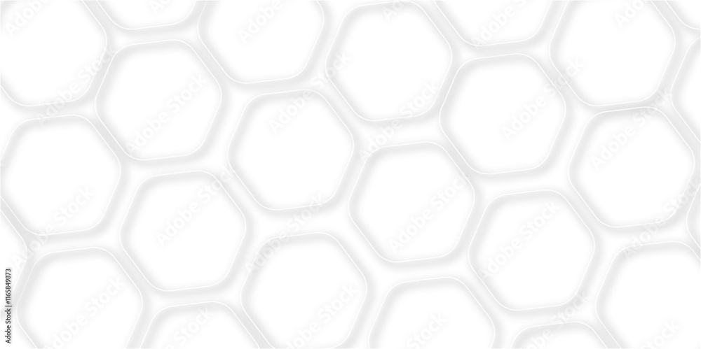 Poster abstract geometric technology 3d white light structure technology out line hexagon polygonal honeyco