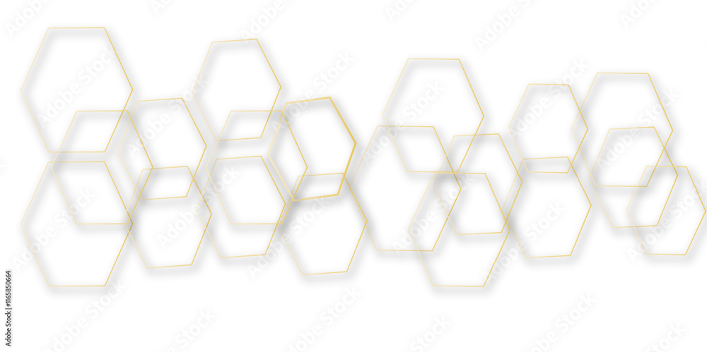 Aufkleber abstract technology color hexagon 3d effect outline pattern with shadow seamless texture background.