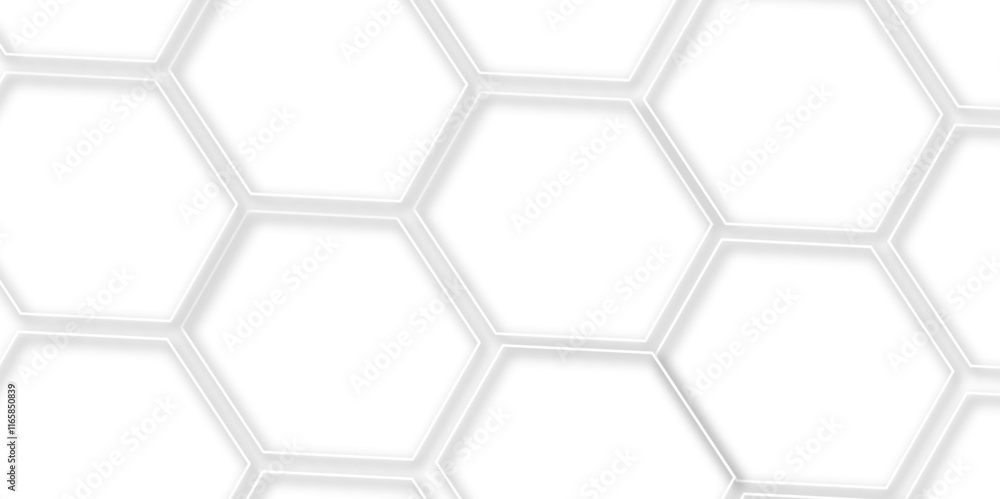 Aufkleber abstract technology grey and white hexagon 3d effect outline pattern with shadow seamless texture ba