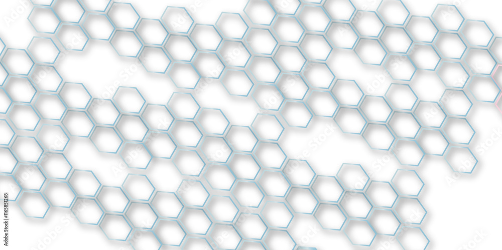 Aufkleber abstract technology blue hexagon 3d effect outline pattern with shadow seamless texture background. 