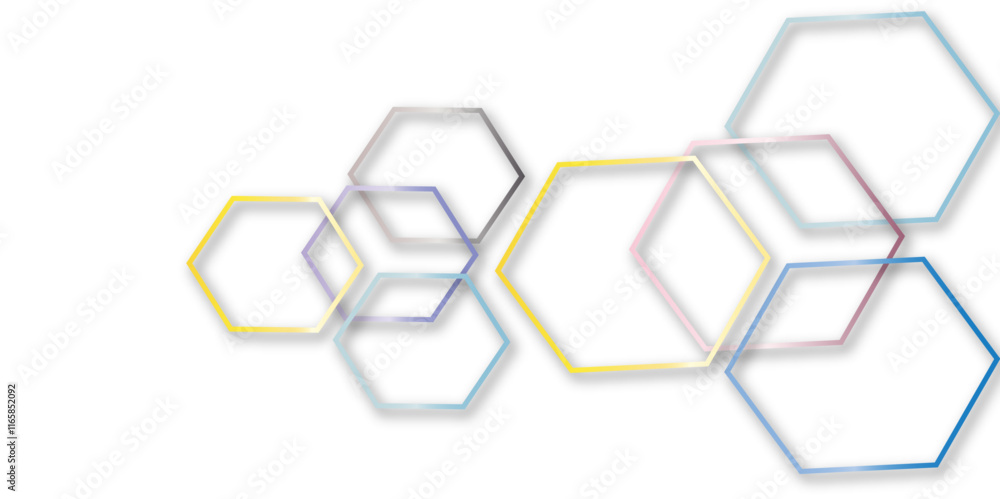 Aufkleber abstract technology colorful hexagon 3d effect outline pattern with shadow seamless texture backgrou