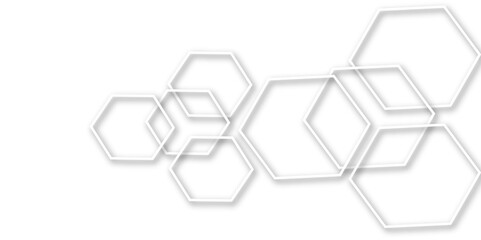 Abstract geometric technology 3d white light structure technology out line hexagon polygonal honeycomb luxury pattern vector background.