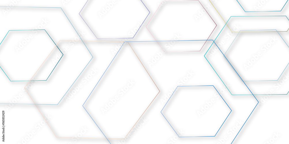 Aufkleber abstract technology color line hexagon 3d effect outline pattern with shadow seamless texture backgr
